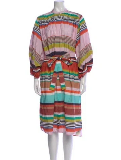 Pre-owned Essentiel Antwerp Striped Midi Length Dress In Pink