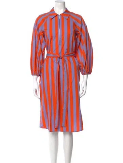 Pre-owned Essentiel Antwerp Striped Midi Length Dress In Purple