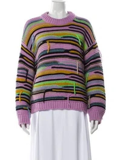 Pre-owned Essentiel Antwerp Striped Mock Neck Sweater In Purple