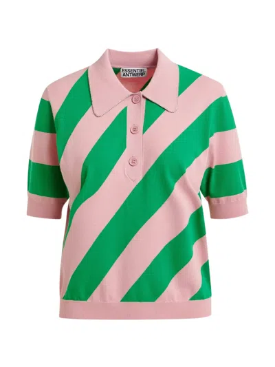 Essentiel Antwerp Diagonal Striped Polo Shirt In Multi