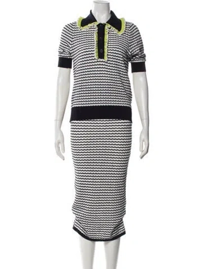 Pre-owned Essentiel Antwerp Striped Ruffle Embellishment Skirt Set In White