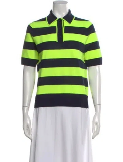 Pre-owned Essentiel Antwerp Striped Short Sleeve Polo In Green