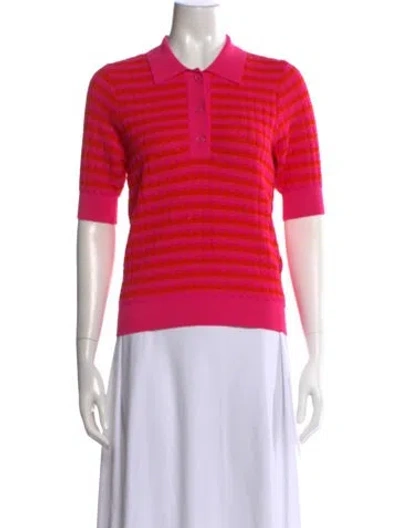 Pre-owned Essentiel Antwerp Striped Short Sleeve Polo In Pink