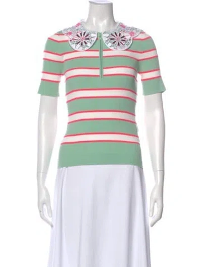 Pre-owned Essentiel Antwerp Striped Short Sleeve Top W/ Tags In Green