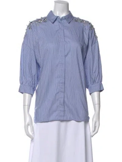 Pre-owned Essentiel Antwerp Striped Three-quarter Sleeve Blouse In Multi