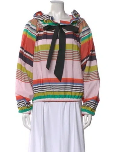 Pre-owned Essentiel Antwerp Striped Tie Neck Blouse W/ Tags In Multi