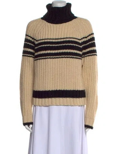 Pre-owned Essentiel Antwerp Striped Turtleneck Sweater In Neutral