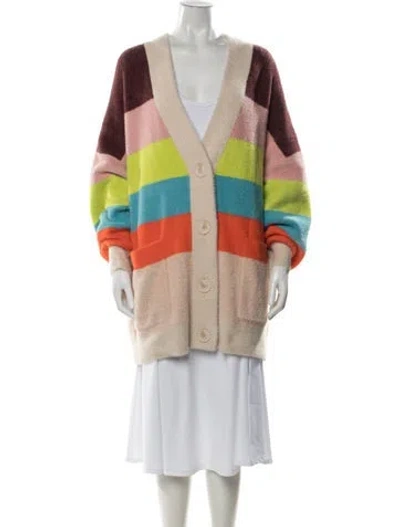 Pre-owned Essentiel Antwerp Striped V-neck Sweater In Multi