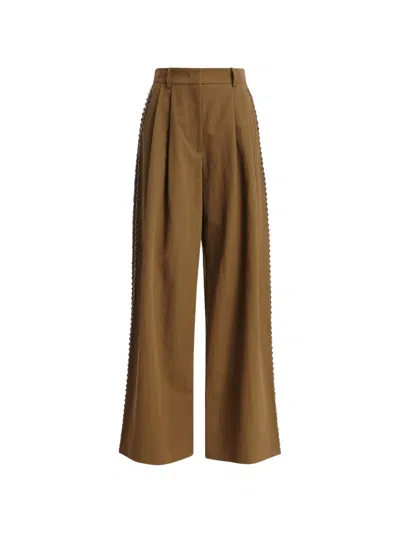 Essentiel Antwerp Stud-embellished Pleated Palazzo Pants In Brown