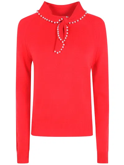 Essentiel Antwerp Raglan-sleeve Knit Top In Red
