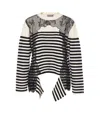 Essentiel Antwerp Insane Lace-insert Striped Sweater In Black