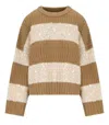 Essentiel Antwerp Group Knit Sequin Sweater In Brown Ecru In Brown