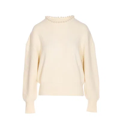 Essentiel Antwerp Pearl-embellished Crew-neck Sweater In Neutral