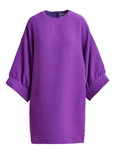 Essentiel Antwerp Textured Round-neck Midi Dress In Purple