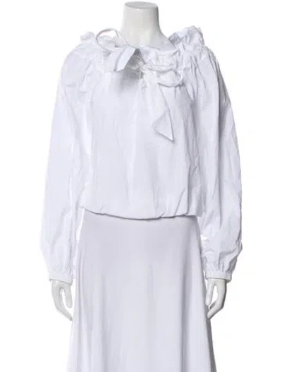 Pre-owned Essentiel Antwerp Tie Neck Long Sleeve Blouse In White