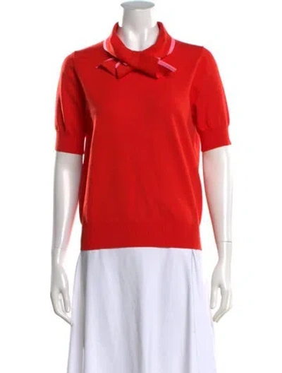 Pre-owned Essentiel Antwerp Tie Neck Short Sleeve Top W/ Tags In Orange