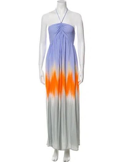 Pre-owned Essentiel Antwerp Tie-dye Print Long Dress In Blue