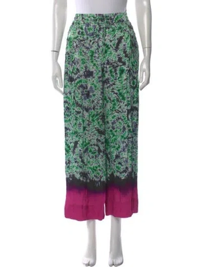 Pre-owned Essentiel Antwerp Tie-dye Print Wide Leg Pants In Green