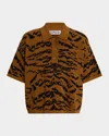 Essentiel Antwerp Zebra Print Pocket Polo Top In Brown
