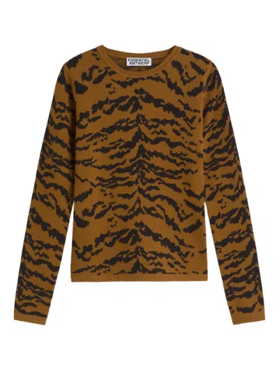 Essentiel Antwerp Tiger-print Top In Brown