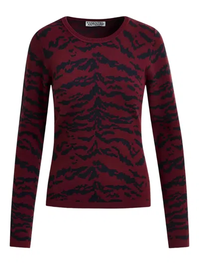 Essentiel Antwerp Tiger-print Top In Burgundy