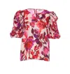 Essentiel Antwerp Puff Sleeve Top With Hidden Zip Closure In Pink