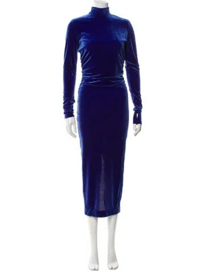 Pre-owned Essentiel Antwerp Turtleneck Long Dress In Blue