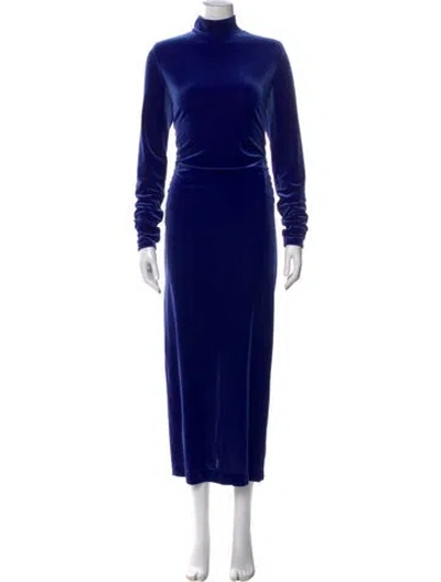 Pre-owned Essentiel Antwerp Turtleneck Long Dress In Blue