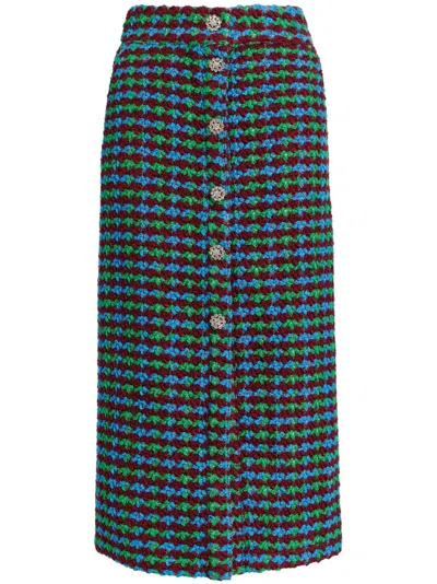 Essentiel Antwerp Tweed Midi Skirt In Blue