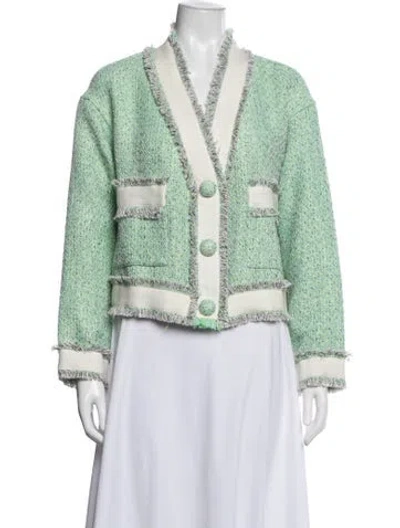 Pre-owned Essentiel Antwerp Tweed Pattern Jacket In Green