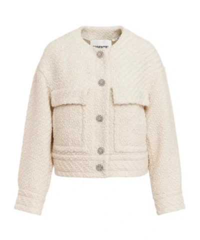 Essentiel Antwerp Tweed Short Jacket In White
