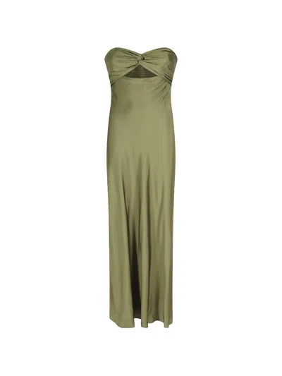 Essentiel Antwerp Twist-detail Strapless Maxi Dress In Green