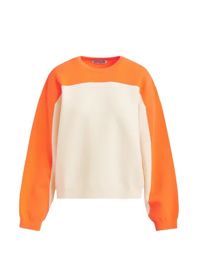 Essentiel Antwerp Two-tone Ribbed-cuff Sweatshirt In Orange