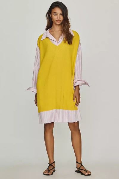 Essentiel Antwerp Twofer Shirt Dress In Yellow