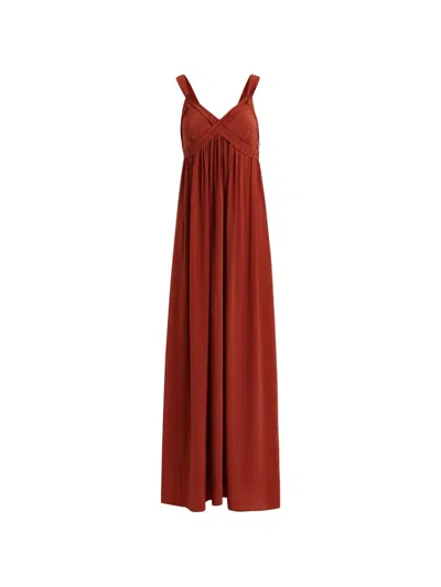 Essentiel Antwerp V-neck Maxi Dress In Red