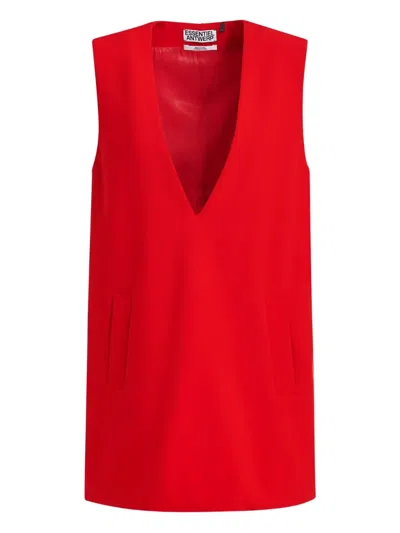 Essentiel Antwerp V-neck Mini Dress In Red