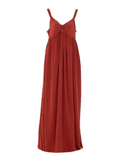 Essentiel Antwerp Burned Red Jacobean Maxi Dress
