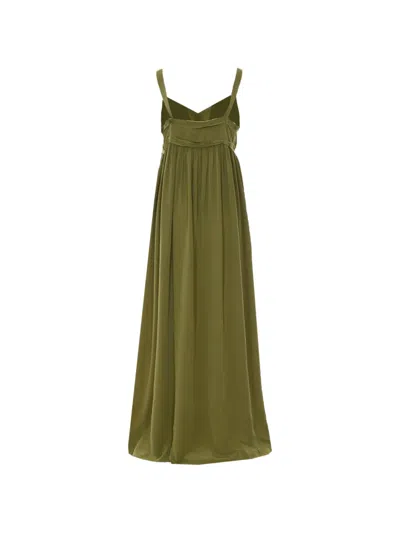 Essentiel Antwerp V-neck Flared Maxi Dress In Green
