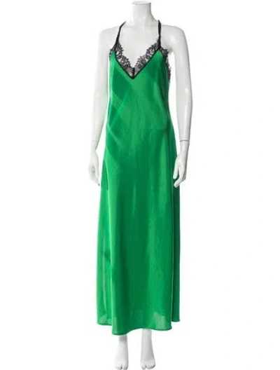 Pre-owned Essentiel Antwerp V-neck Long Dress In Green
