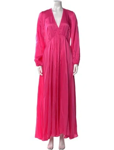 Pre-owned Essentiel Antwerp V-neck Long Dress In Pink
