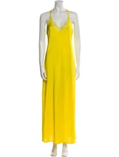 Pre-owned Essentiel Antwerp V-neck Long Dress In Yellow