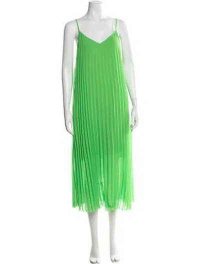 Pre-owned Essentiel Antwerp V-neck Midi Length Dress In Green