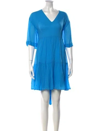 Pre-owned Essentiel Antwerp V-neck Mini Dress In Blue