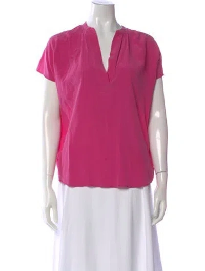 Pre-owned Essentiel Antwerp V-neck Short Sleeve Blouse In Pink