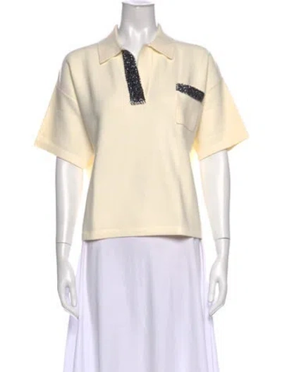 Pre-owned Essentiel Antwerp V-neck Short Sleeve Polo In Neutrals