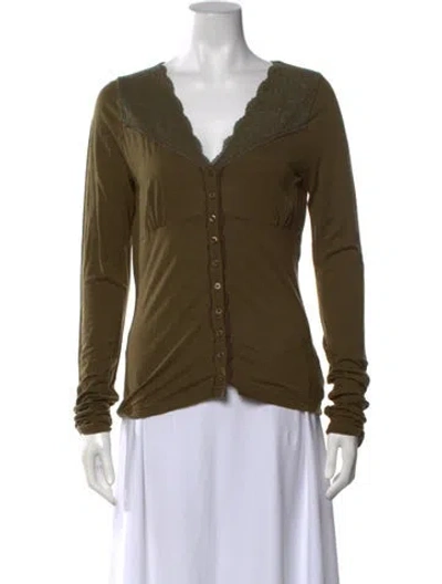 Pre-owned Essentiel Antwerp V-neck Sweater In Green