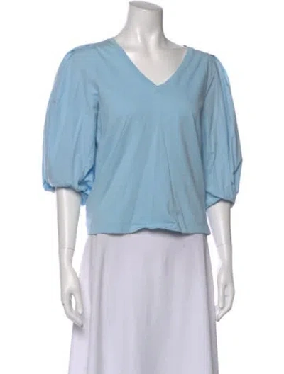 Pre-owned Essentiel Antwerp V-neck Three-quarter Sleeve Top In Blue