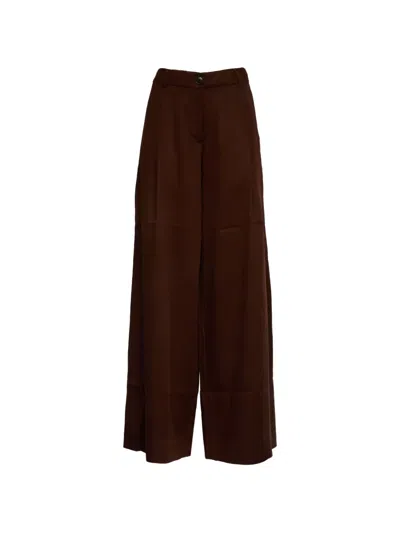 Essentiel Antwerp Wide Leg Justicia Trousers In Brown