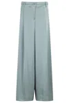 Essentiel Antwerp High-waisted Teal Wide Leg Pants With Satin Finish In Blue
