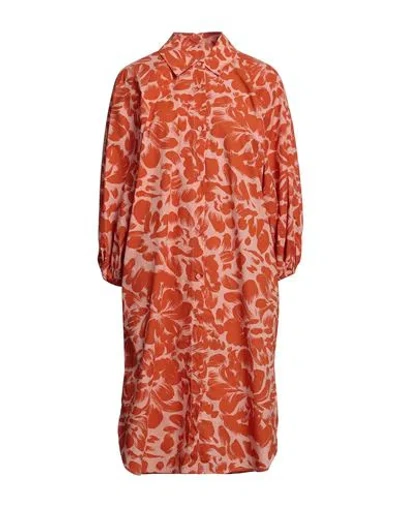 Essentiel Antwerp Woman Midi Dress Orange Size S Cotton In Red